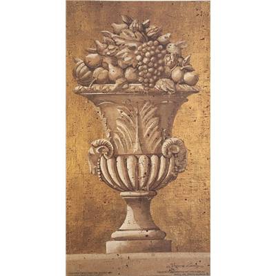 Affichette "Gold Ram urn with fruit"