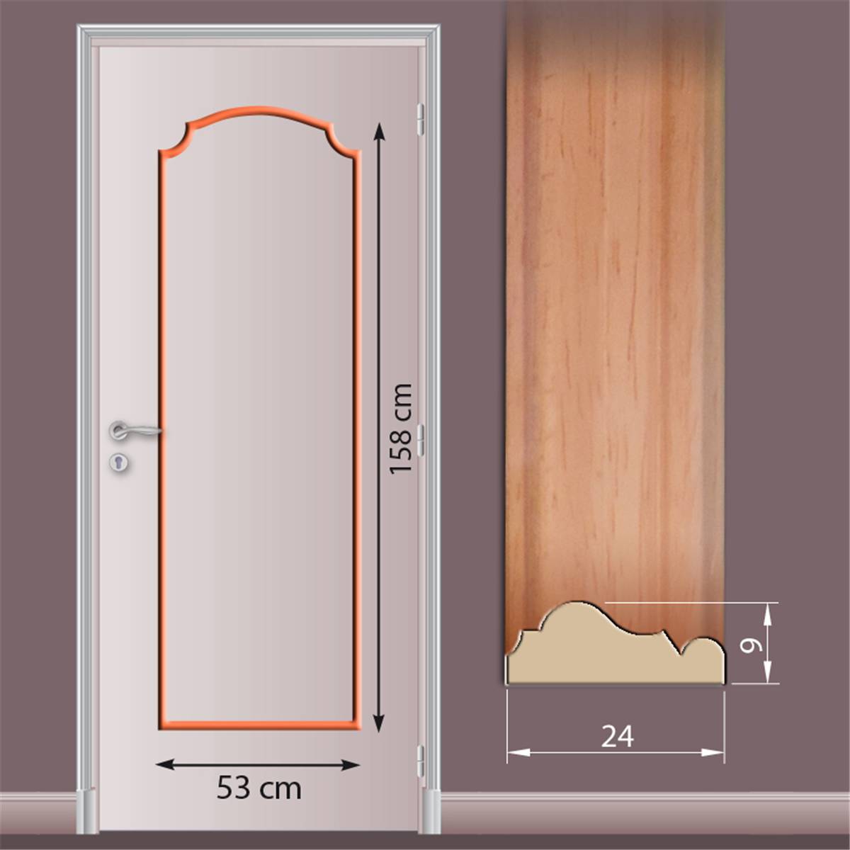 Kit de moulure 1 panneau 1/4 de cercle