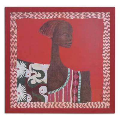 Cadre Numérique rouge "Africaine"