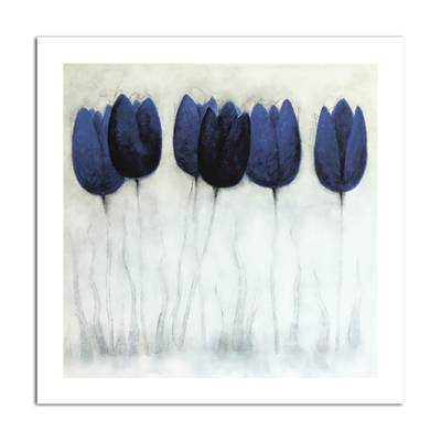 Affiche 6 tulipes bleues