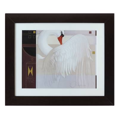 Cadre Prestige marron "Cigne blanc"