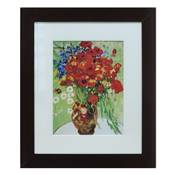 Cadre Prestige marron "Bouquet de fleurs rouges"